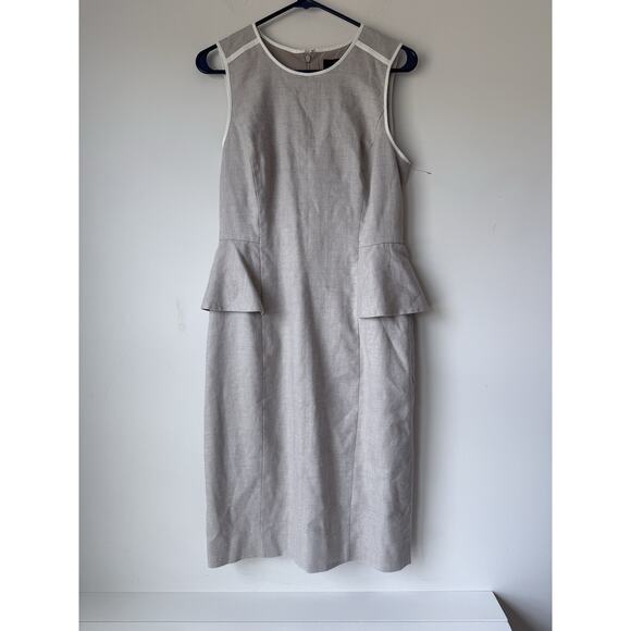 J.CREW Dresses & Skirts - J Crew Womens 100% Linen Zip Round Neck Sleeveless Sheath Dress Size 6 Beige